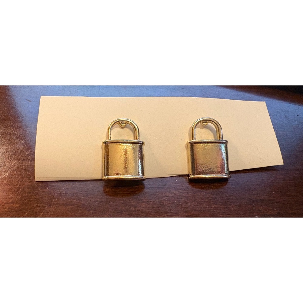 Gold Tone Padlock Drop Earrings Dangle Charm Fashion Jewelry Women